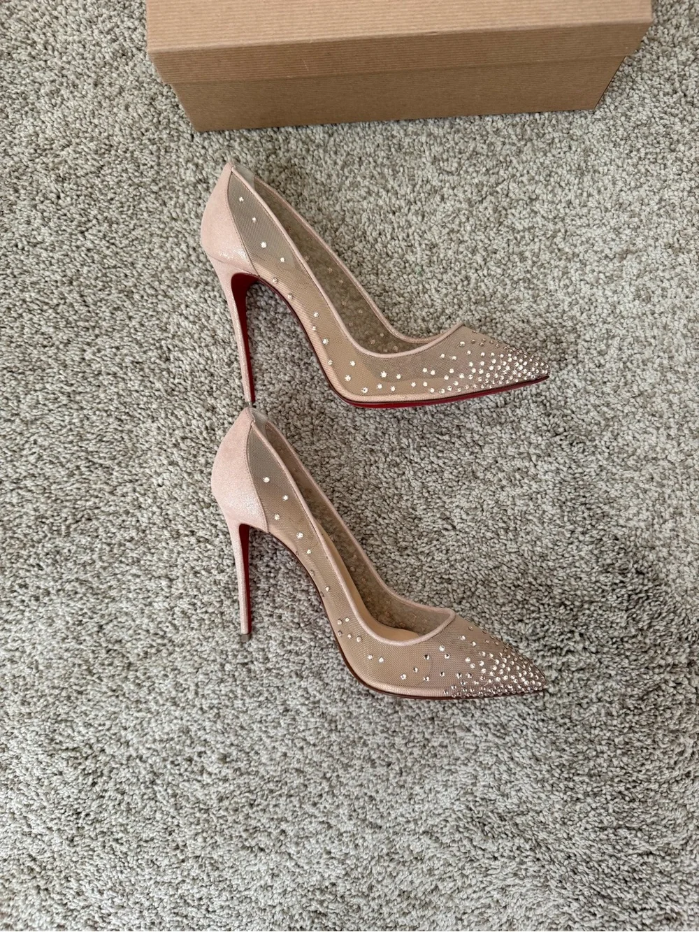 NIB Christian Louboutin Follies Strass 100 mm Crystal Pumps Size 38.5